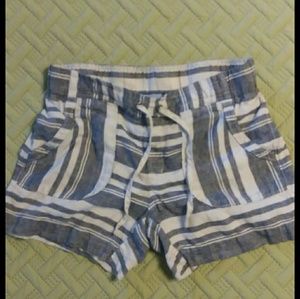 Blue and white linen shorts size 10 by Athleta